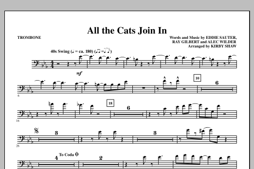Kirby Shaw All The Cats Join In - Trombone sheet music notes and chords arranged for Choir Instrumental Pak