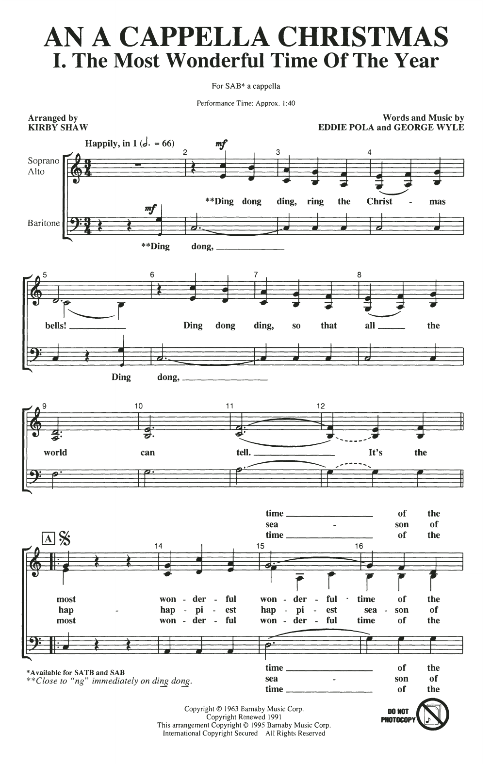 Kirby Shaw An A Cappella Christmas sheet music notes and chords arranged for SATB Choir