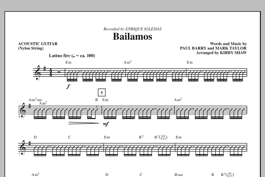 Kirby Shaw Bailamos - Acoustic Guitar (Nylon String) sheet music notes and chords arranged for Choir Instrumental Pak