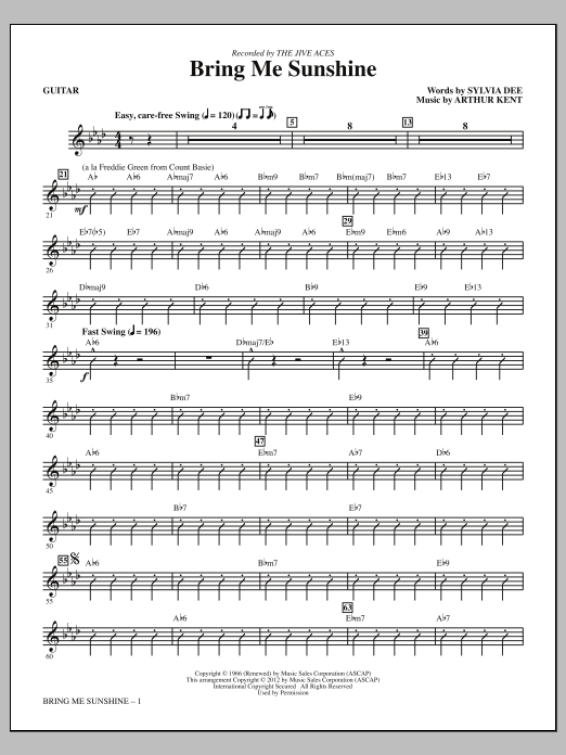 Kirby Shaw Bring Me Sunshine - Guitar sheet music notes and chords arranged for Choir Instrumental Pak