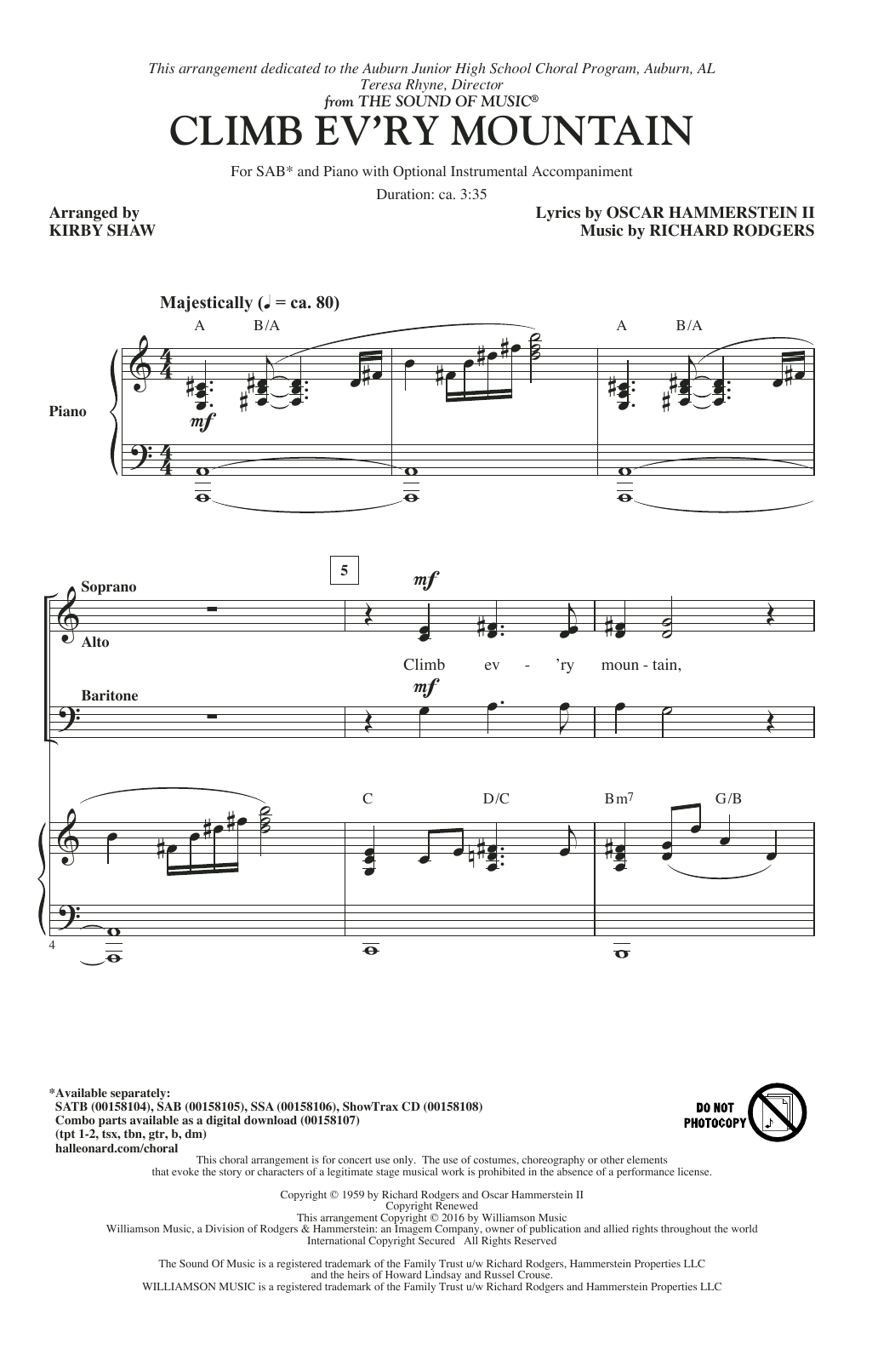 Kirby Shaw Climb Ev'ry Mountain sheet music notes and chords arranged for SSA Choir