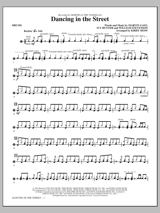 Kirby Shaw Dancing In The Street - Drums sheet music notes and chords arranged for Choir Instrumental Pak