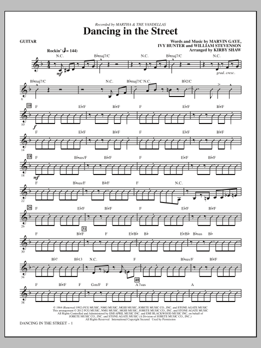 Kirby Shaw Dancing In The Street - Guitar sheet music notes and chords arranged for Choir Instrumental Pak