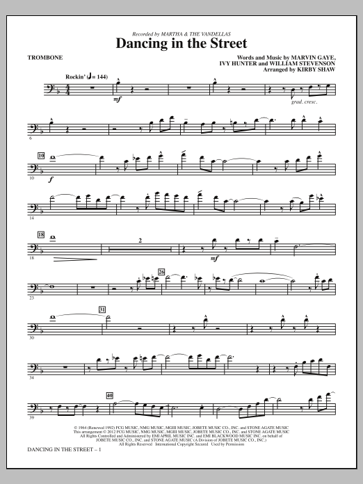 Kirby Shaw Dancing In The Street - Trombone sheet music notes and chords arranged for Choir Instrumental Pak