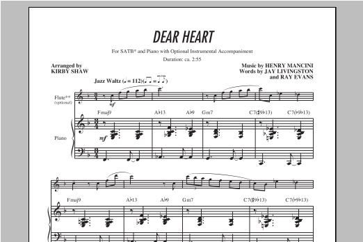 Kirby Shaw Dear Heart sheet music notes and chords arranged for SATB Choir