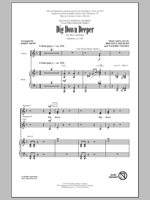 Kirby Shaw Dig Down Deeper sheet music notes and chords arranged for SSA Choir