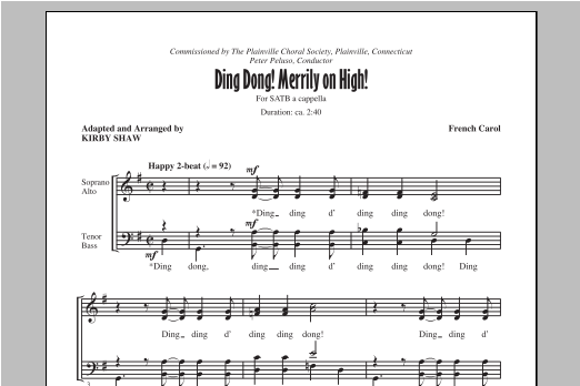Kirby Shaw Ding Dong! Merrily On High! sheet music notes and chords arranged for SATB Choir