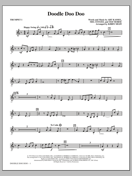 Kirby Shaw Doodle Doo Doo - Bb Trumpet 1 sheet music notes and chords arranged for Choir Instrumental Pak