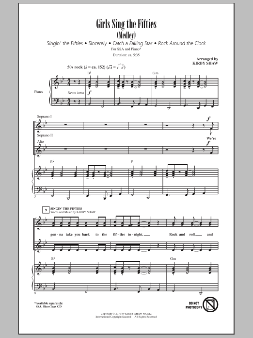 Kirby Shaw Girls Sing The Fifties (Medley) sheet music notes and chords arranged for SSA Choir