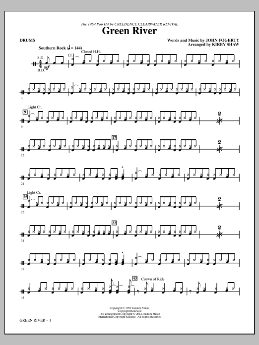 Kirby Shaw Green River - Drums sheet music notes and chords arranged for Choir Instrumental Pak