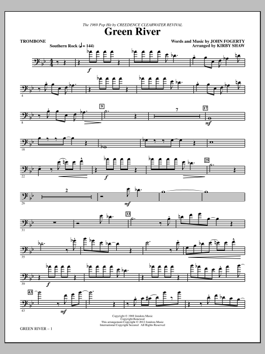 Kirby Shaw Green River - Trombone sheet music notes and chords arranged for Choir Instrumental Pak