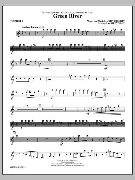 Kirby Shaw Green River - Trumpet 1 sheet music notes and chords arranged for Choir Instrumental Pak