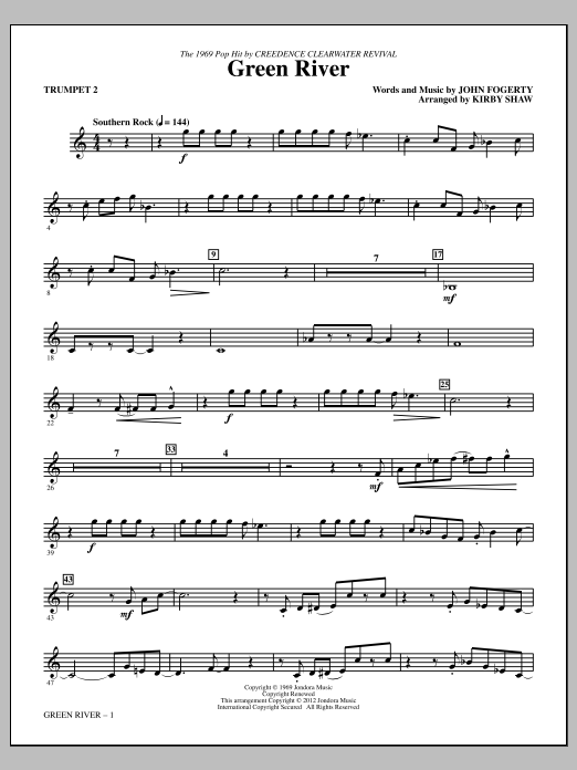 Kirby Shaw Green River - Trumpet 2 sheet music notes and chords arranged for Choir Instrumental Pak