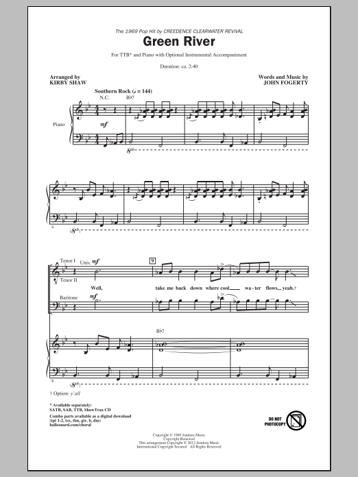 Kirby Shaw Green River sheet music notes and chords arranged for TTBB Choir