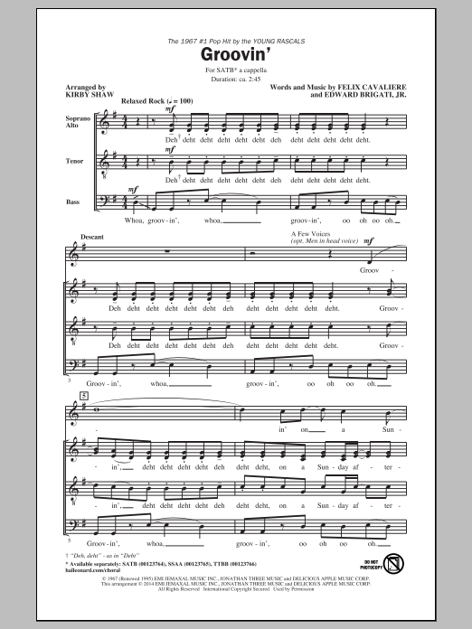 Kirby Shaw Groovin' sheet music notes and chords arranged for SSA Choir
