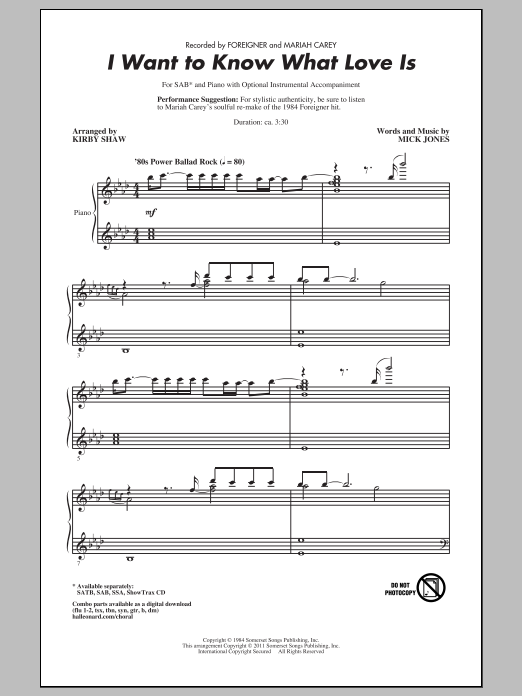 Kirby Shaw I Want To Know What Love Is sheet music notes and chords arranged for SATB Choir