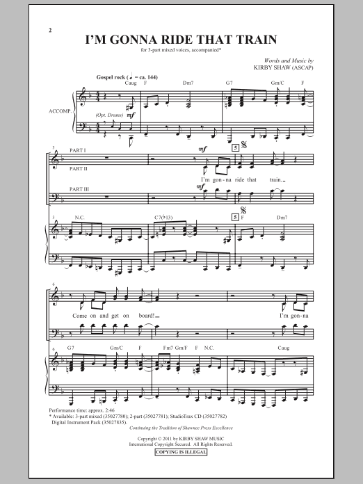 Kirby Shaw I'm Gonna Ride That Train sheet music notes and chords arranged for 3-Part Mixed Choir
