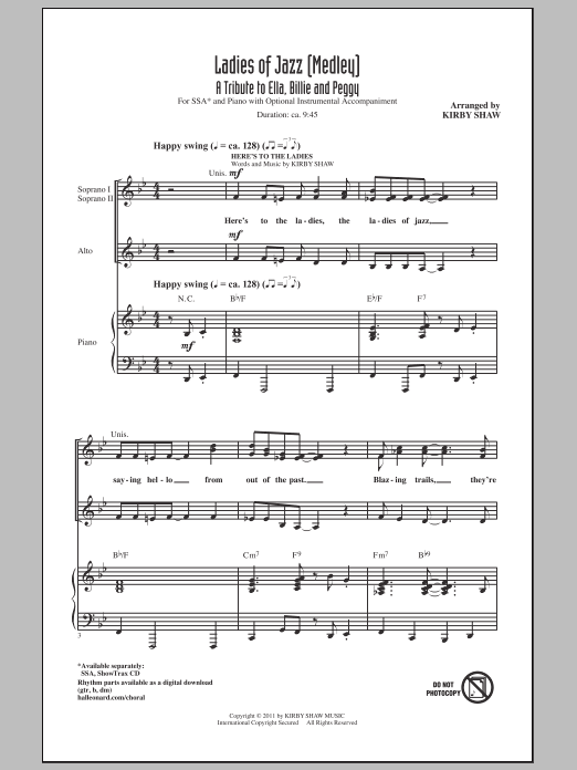 Kirby Shaw Ladies Of Jazz (Medley) sheet music notes and chords arranged for SSA Choir