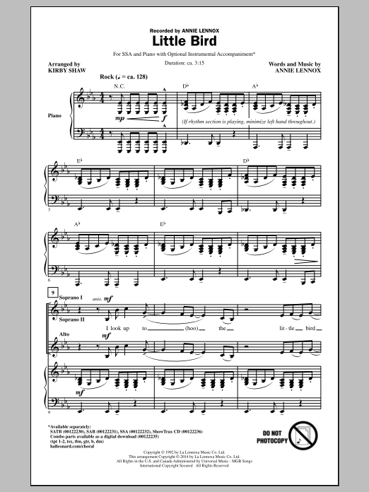 Kirby Shaw Little Bird sheet music notes and chords arranged for SATB Choir