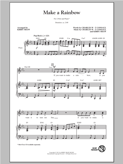 Kirby Shaw Make A Rainbow sheet music notes and chords arranged for 2-Part Choir