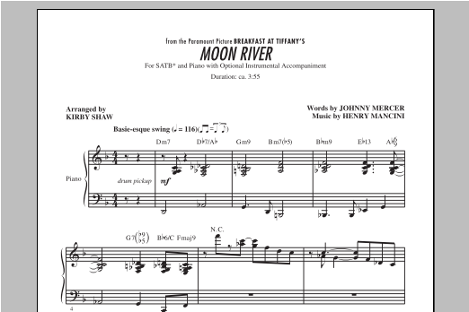 Kirby Shaw Moon River sheet music notes and chords arranged for SSA Choir