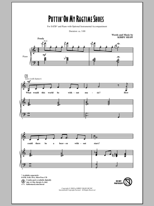 Kirby Shaw Puttin' On My Ragtime Shoes sheet music notes and chords arranged for SSA Choir