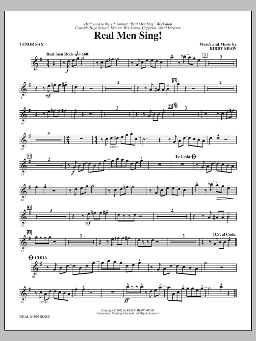 Kirby Shaw Real Men Sing! - Bb Tenor Saxophone sheet music notes and chords arranged for Choir Instrumental Pak