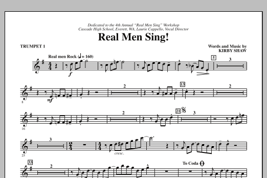 Kirby Shaw Real Men Sing! - Bb Trumpet 1 sheet music notes and chords arranged for Choir Instrumental Pak