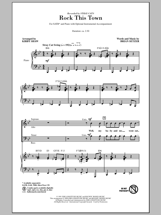 Kirby Shaw Rock This Town sheet music notes and chords arranged for TBB Choir