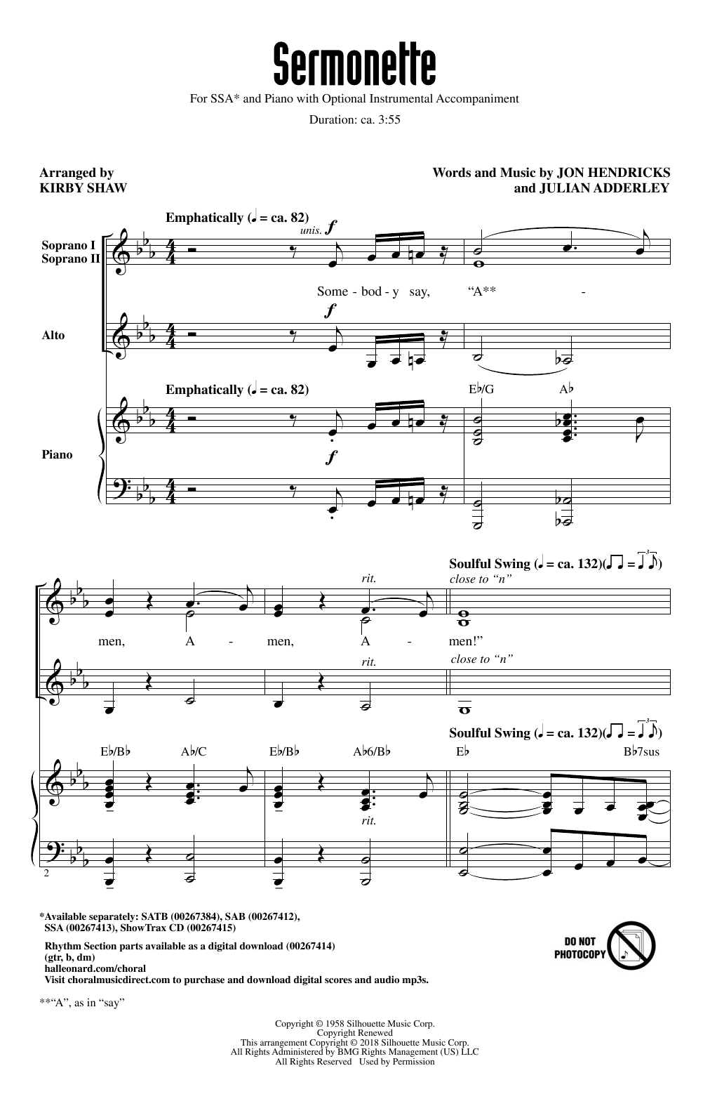 Kirby Shaw Sermonette sheet music notes and chords arranged for SAB Choir
