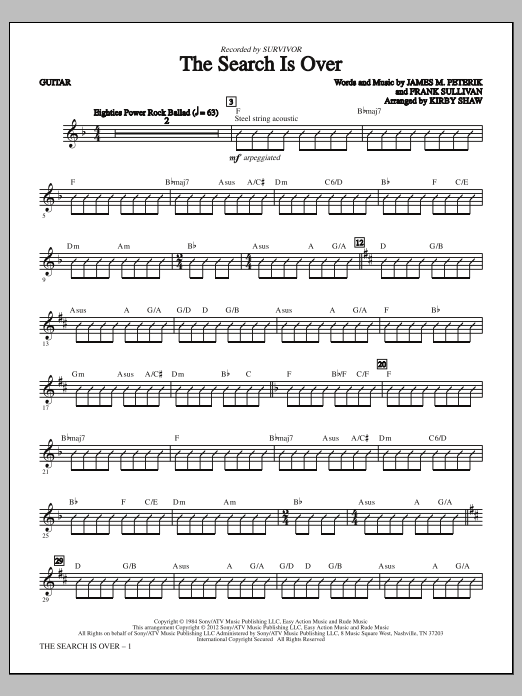 Kirby Shaw The Search Is Over - Guitar sheet music notes and chords arranged for Choir Instrumental Pak