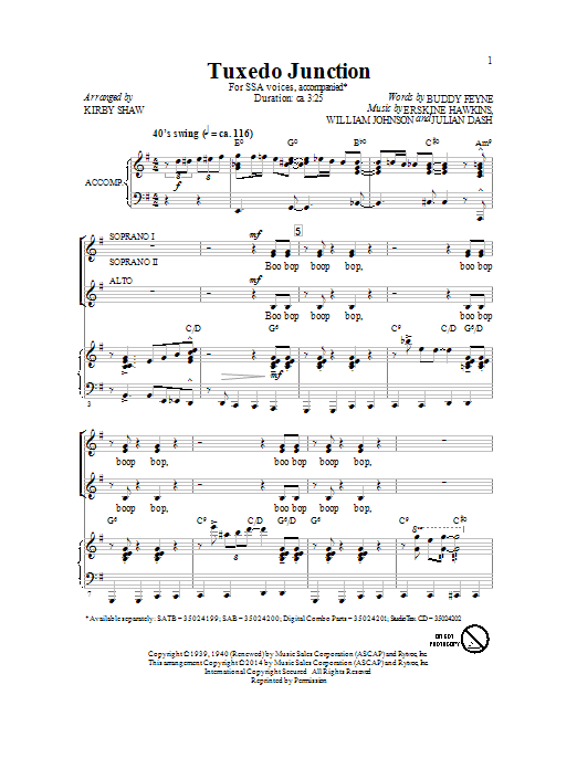 Kirby Shaw Tuxedo Junction sheet music notes and chords arranged for SSA Choir