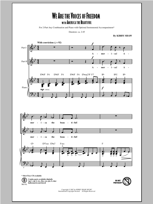 Kirby Shaw We Are The Voices of Freedom sheet music notes and chords arranged for 2-Part Choir