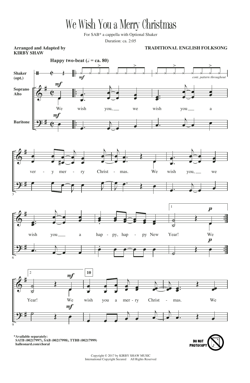 Kirby Shaw We Wish You A Merry Christmas (arr. Kirby Shaw) sheet music notes and chords arranged for SAB Choir