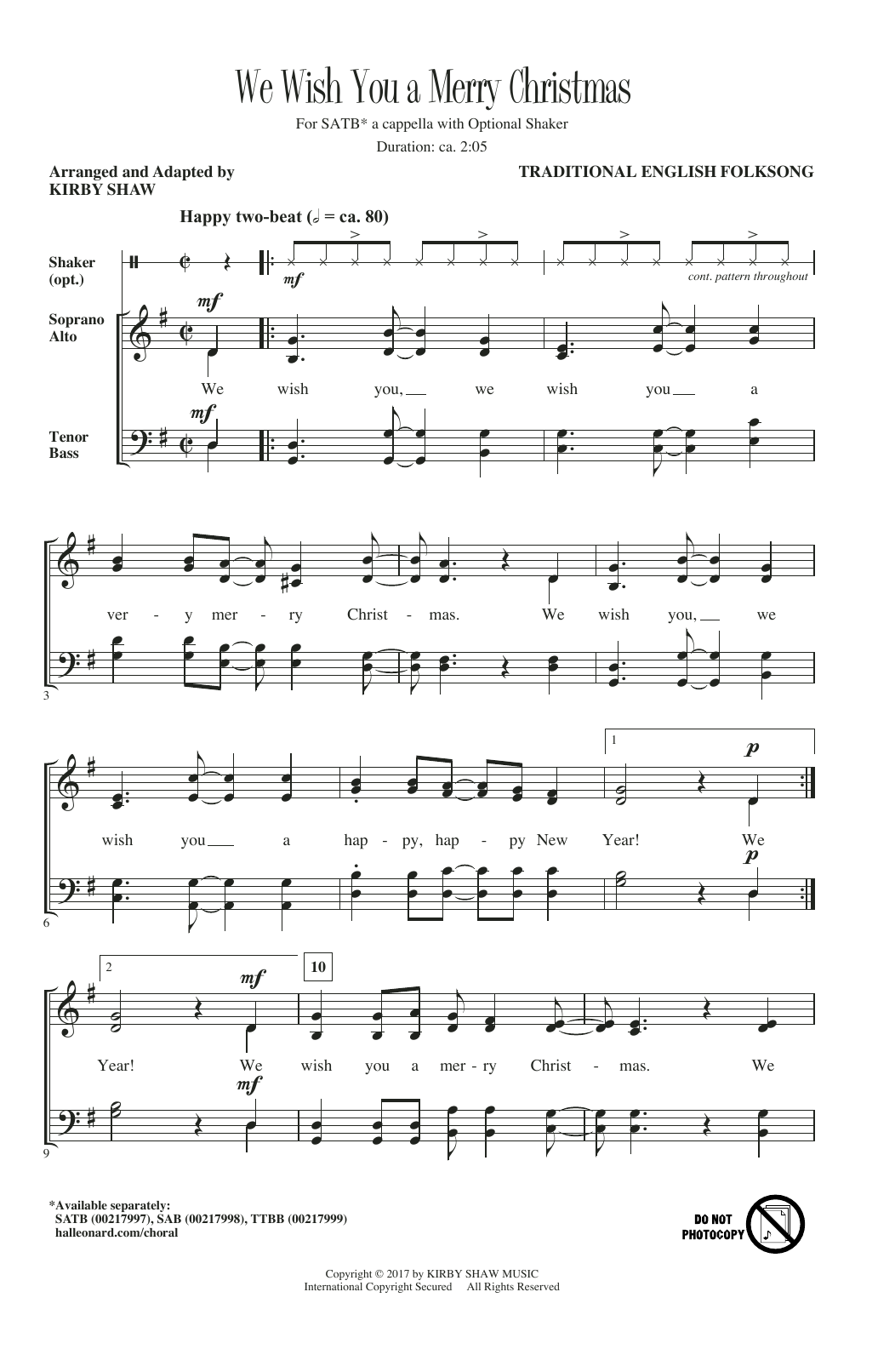 Kirby Shaw We Wish You A Merry Christmas sheet music notes and chords arranged for TTBB Choir