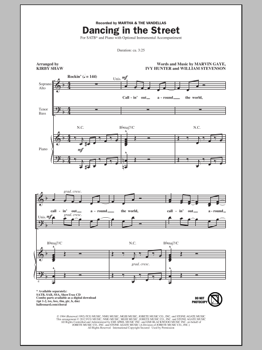 Kirby Shaw Dancing In The Street sheet music notes and chords arranged for SATB Choir