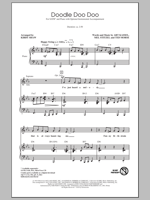 Kirby Shaw Doodle Doo Doo sheet music notes and chords arranged for SAB Choir