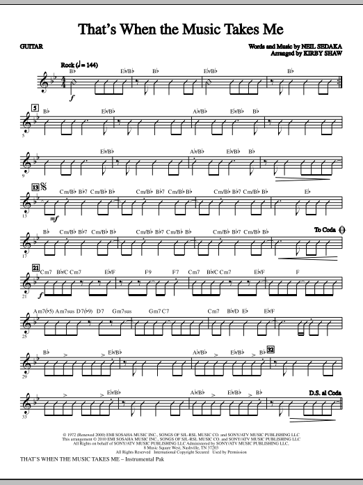 Kirby Shaw That's When The Music Takes Me - Guitar sheet music notes and chords. Download Printable PDF.