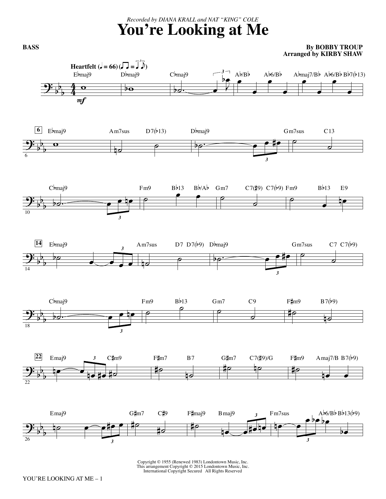 Kirby Shaw You're Looking At Me - Bass sheet music notes and chords. Download Printable PDF.