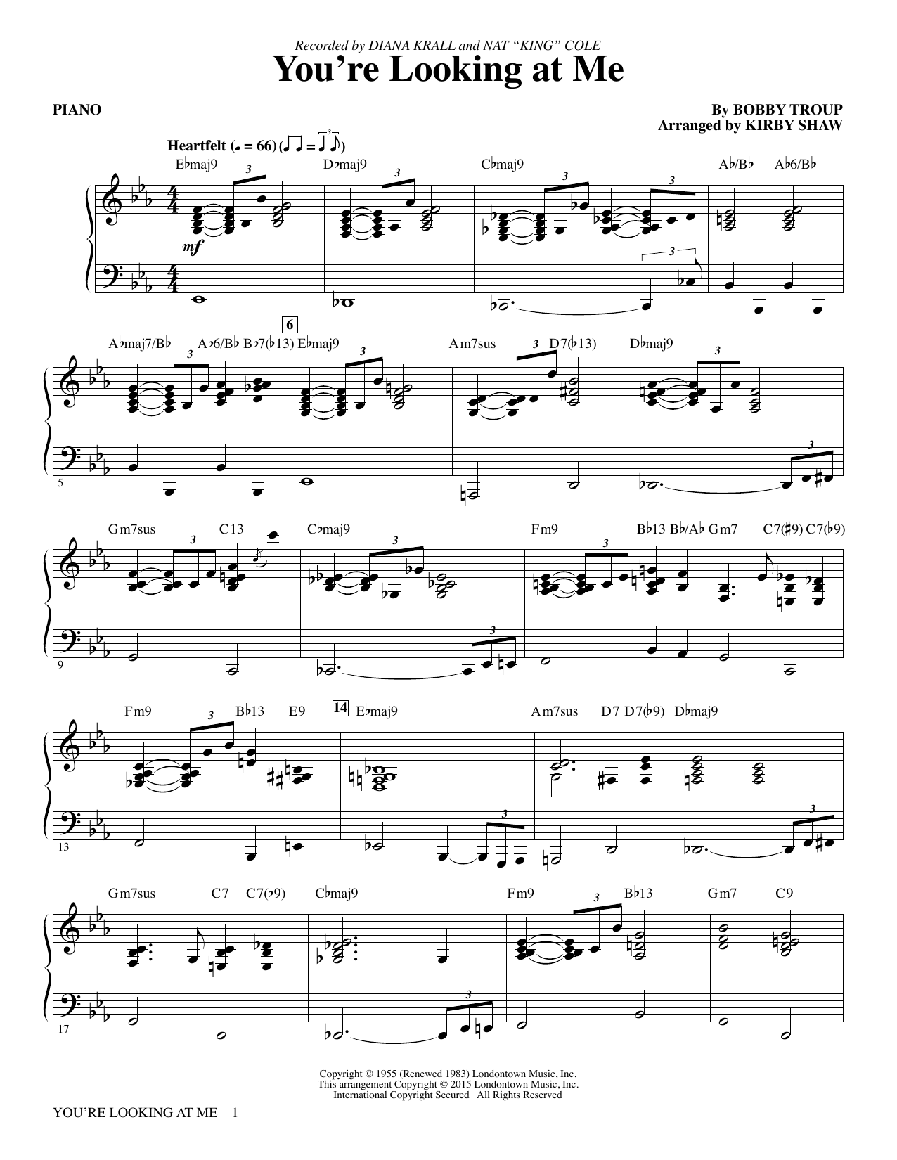 Kirby Shaw You're Looking At Me - Piano sheet music notes and chords. Download Printable PDF.