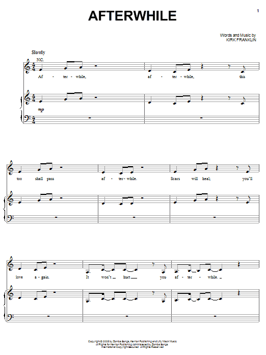 Kirk Franklin Afterwhile sheet music notes and chords arranged for Piano, Vocal & Guitar Chords (Right-Hand Melody)