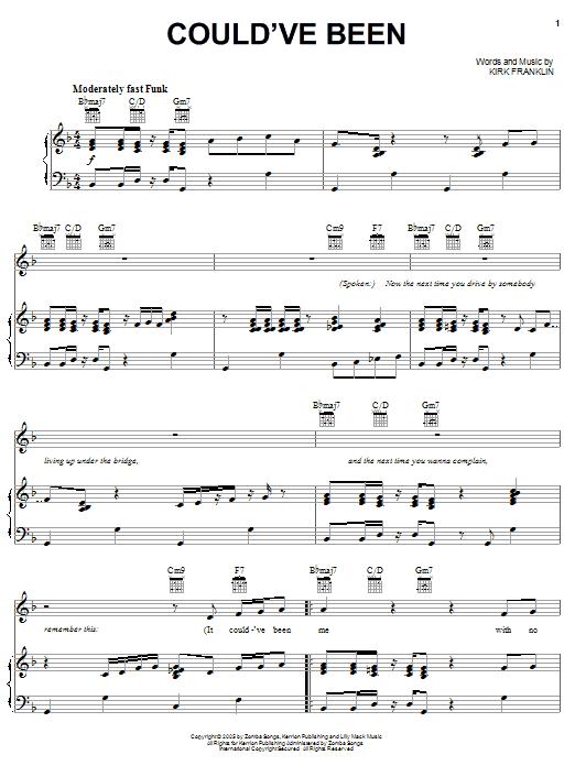 Kirk Franklin Could've Been sheet music notes and chords arranged for Piano, Vocal & Guitar Chords (Right-Hand Melody)