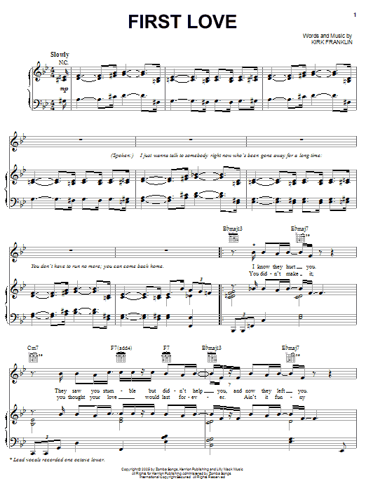 Kirk Franklin First Love sheet music notes and chords arranged for Piano, Vocal & Guitar Chords (Right-Hand Melody)