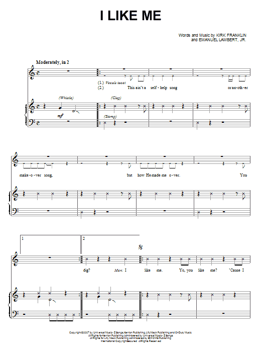 Kirk Franklin I Like Me sheet music notes and chords arranged for Piano & Vocal