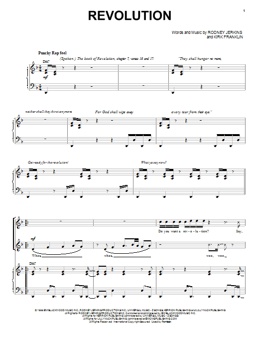Kirk Franklin Revolution sheet music notes and chords arranged for Piano, Vocal & Guitar Chords (Right-Hand Melody)