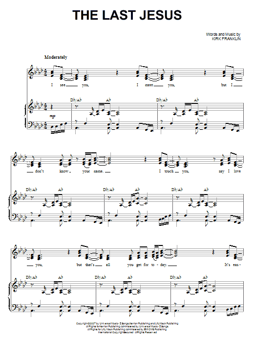 Kirk Franklin That Last Jesus sheet music notes and chords arranged for Piano & Vocal