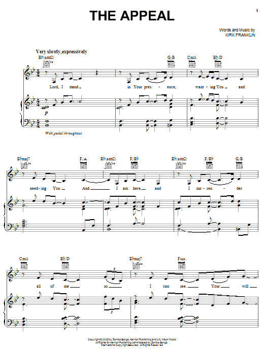 Kirk Franklin The Appeal sheet music notes and chords arranged for Piano, Vocal & Guitar Chords (Right-Hand Melody)