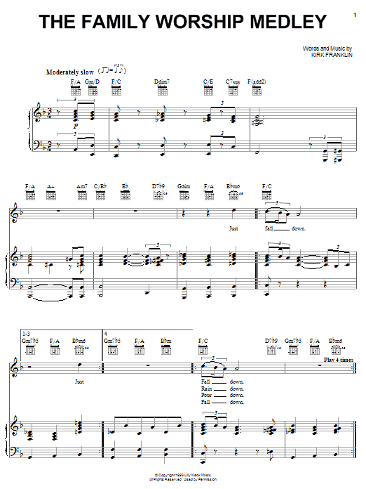 Kirk Franklin The Family Worship Medley sheet music notes and chords arranged for Piano, Vocal & Guitar Chords (Right-Hand Melody)