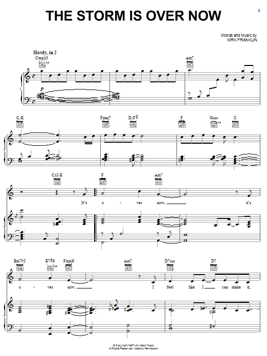 Kirk Franklin The Storm Is Over Now sheet music notes and chords arranged for Piano, Vocal & Guitar Chords (Right-Hand Melody)