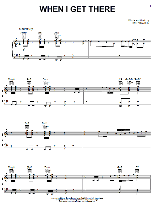 Kirk Franklin When I Get There sheet music notes and chords arranged for Piano, Vocal & Guitar Chords (Right-Hand Melody)